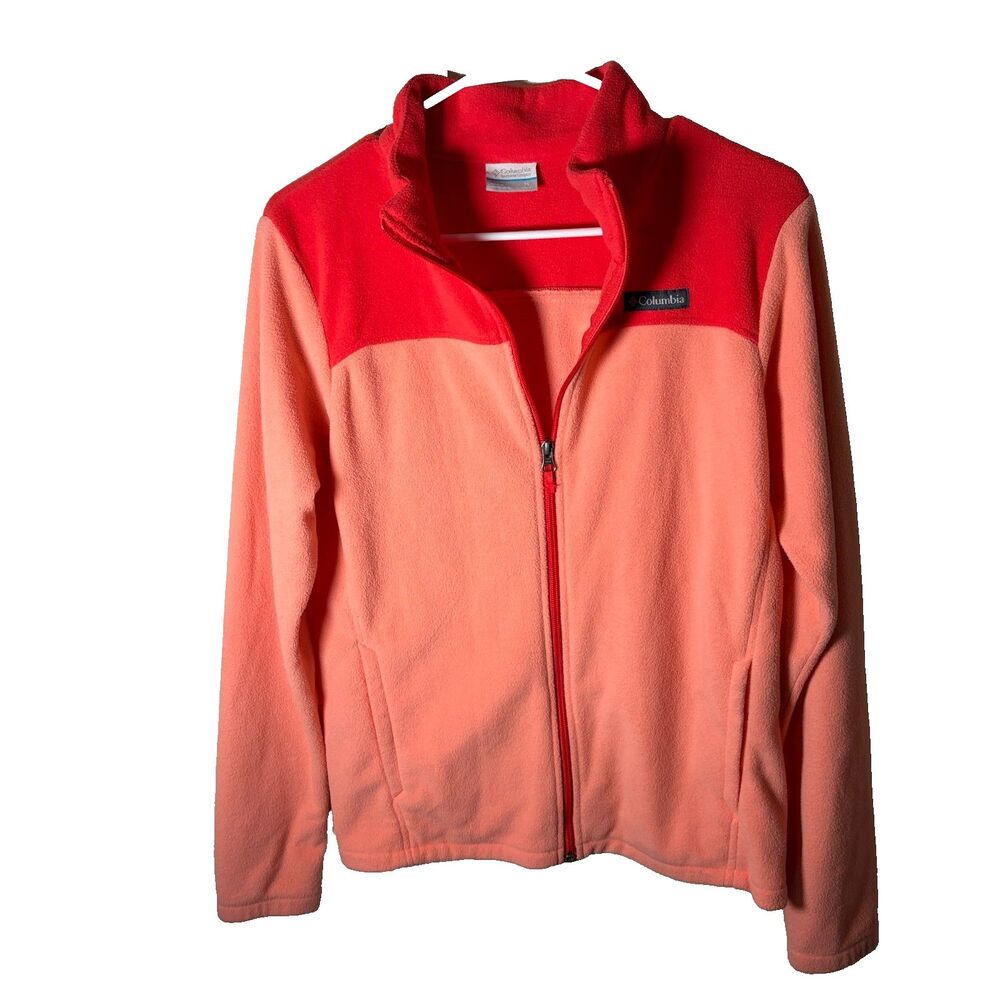 Columbia Jacket Youth XL 18/20 Orange Fleece Full Zip Outdoor Coat Girl's